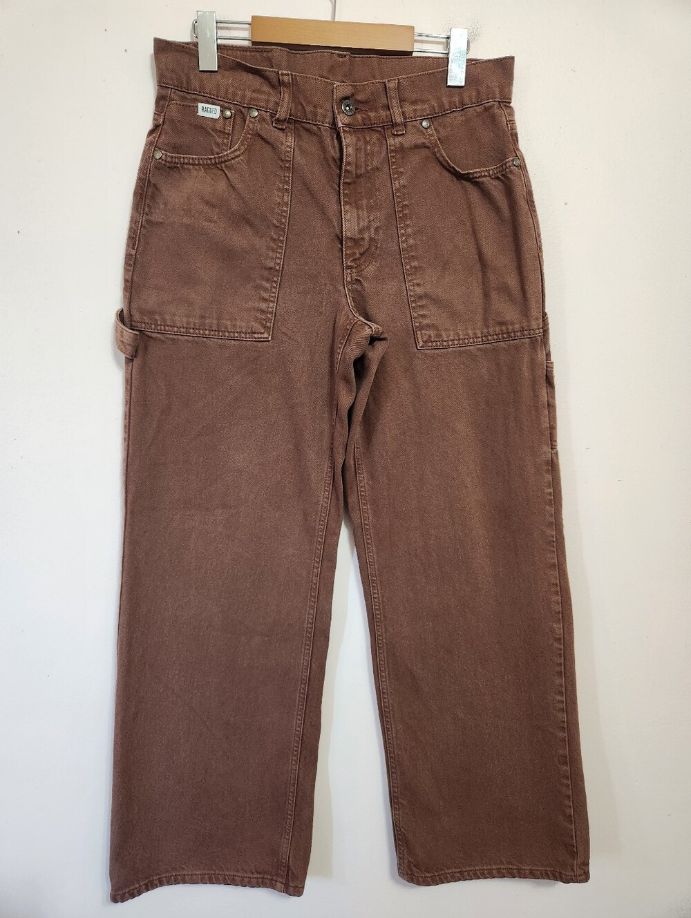 Ragged Jeans The Ragged Priest Brown Wide Leg Carpenter Pants Baggy Y2K Size 30